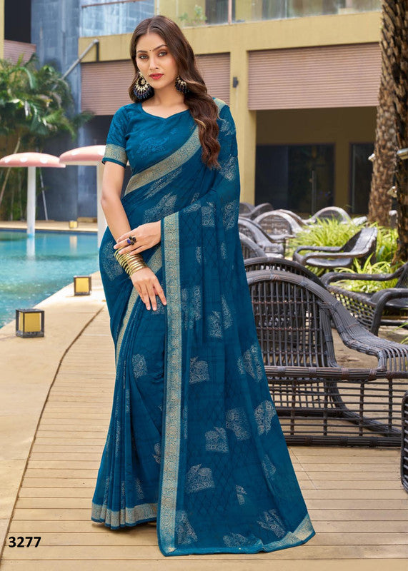 Kaasni Kesar 3277 Blue Georgette Saree