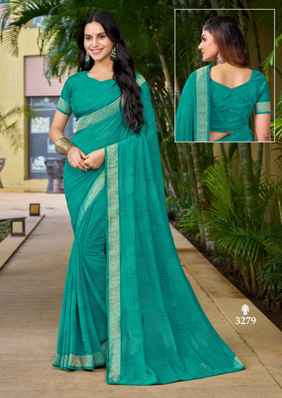 Kaasni Kesar 3279 Blue Georgette Saree