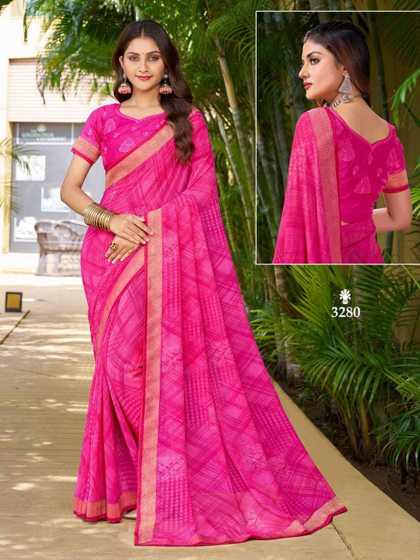 Kaasni Kesar 3280 Pink Georgette Saree