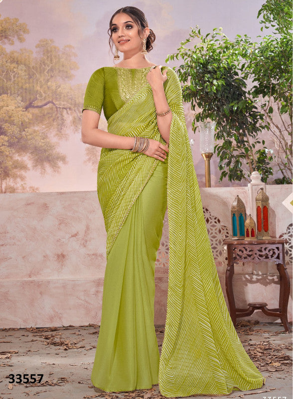 Subhash Sparkle Sb-33557 Green Chiffon Saree