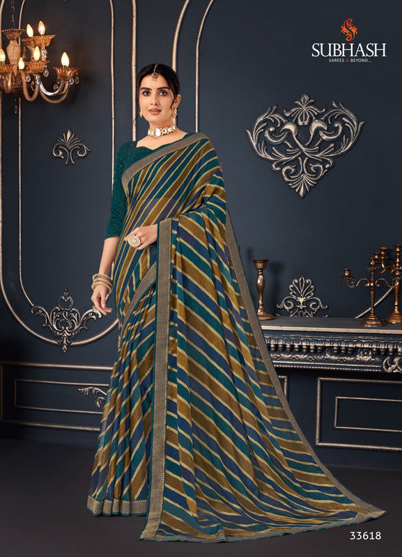 Subhash Sarbani-6 Sb-33618 Blue Chiffon Saree