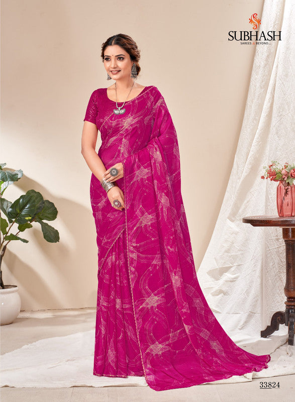 Subhash Rivisha-2 Sb-33824 Pink Moss Chiffon Saree