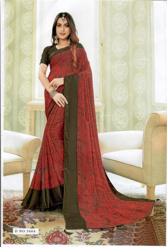 Sankalp Facebook 3604 Maroon Georgette Saree