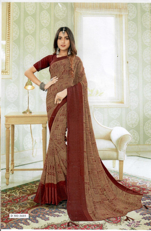 Sankalp Facebook 3605 Maroon Georgette Saree