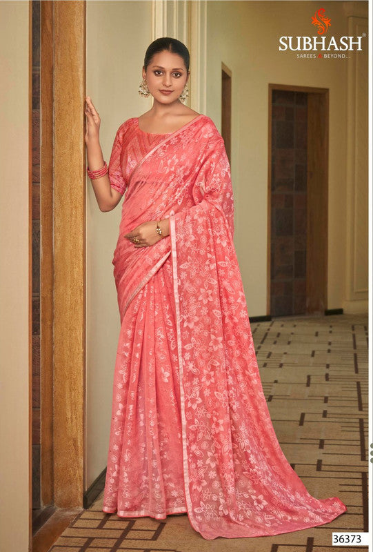 Subhash Abhigya Sb-36373 Red Organza-Brasso Saree