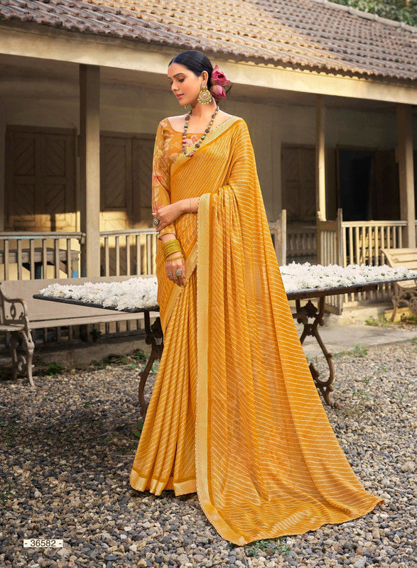 Subhash Athvika-2 Sb-36582 Yellow Chiffon Saree