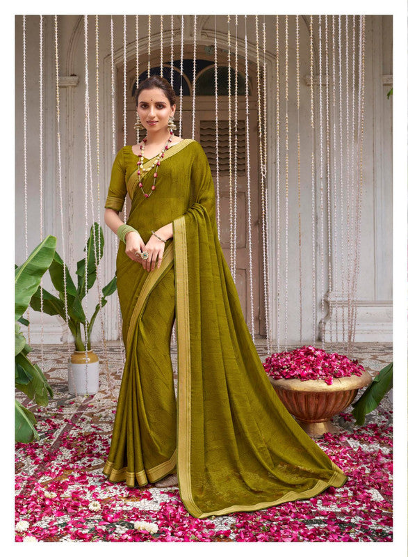 Subhash Riviera Premium Sb-36765 Mehendi Chiffon Saree