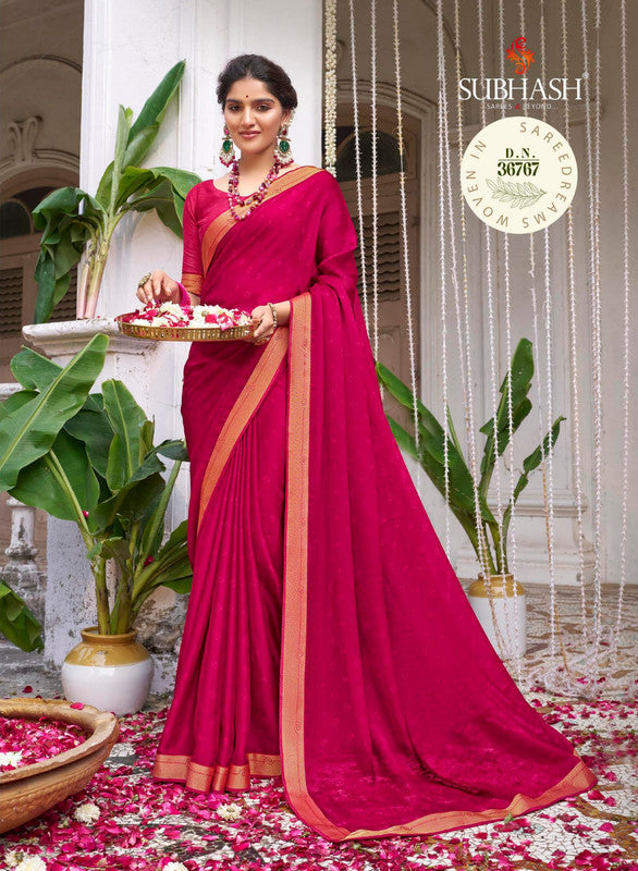 Subhash Riviera Premium Sb-36767 Rani Chiffon Saree