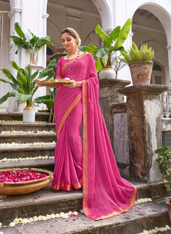 Subhash Riviera Premium Sb-36773 Pink Chiffon Saree