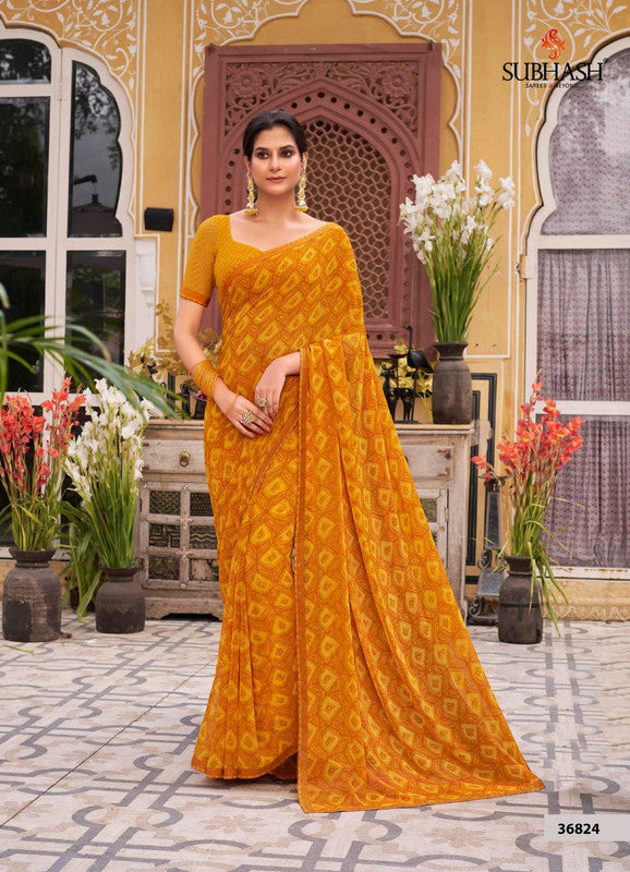 Subhash Riviera Fancy-6 Sb-36824 Yellow Georgette Saree