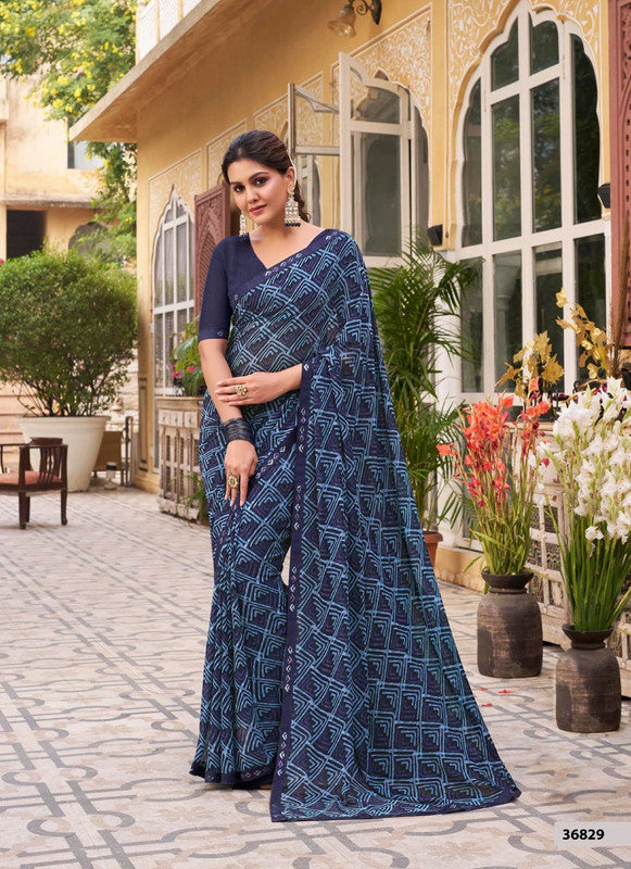 Subhash Riviera Fancy-6 Sb-36829 Blue Georgette Saree