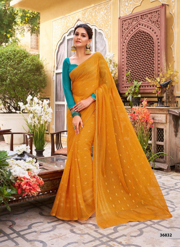 Subhash Riviera Fancy-6 Sb-36832 Yellow Chiffon Saree