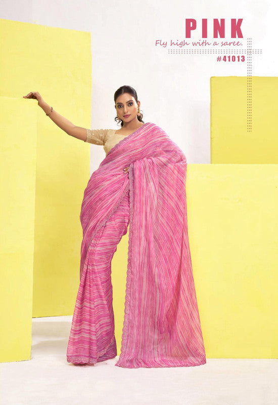 Subhash Nandika Sb-41013 Pink Sparkle Chiffon Saree