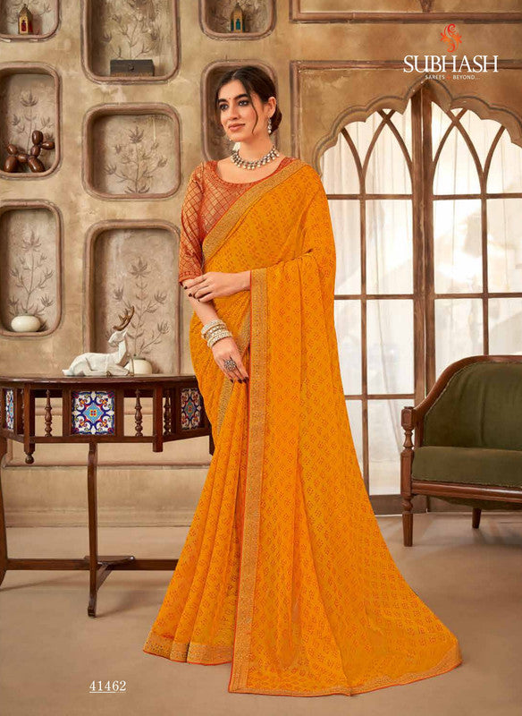 Subhash Shankari-6 Sb-41462 Orange Chiffon Saree