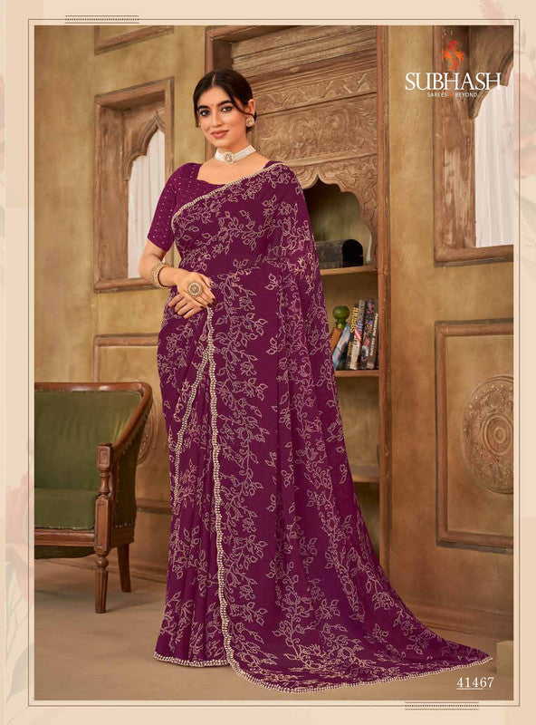 Subhash Shankari-6 Sb-41467 Purple Chiffon Saree