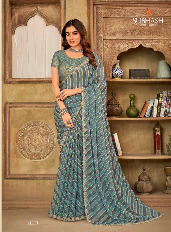 Subhash Shankari-6 Sb-41471 Blue Chiffon Saree