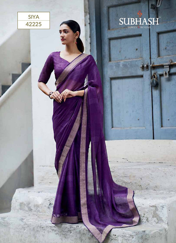 Subhash Rozana Sb-42225 Purple Chiffon Saree