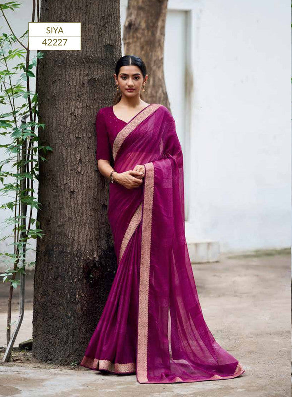 Subhash Rozana Sb-42227 Violet Chiffon Saree