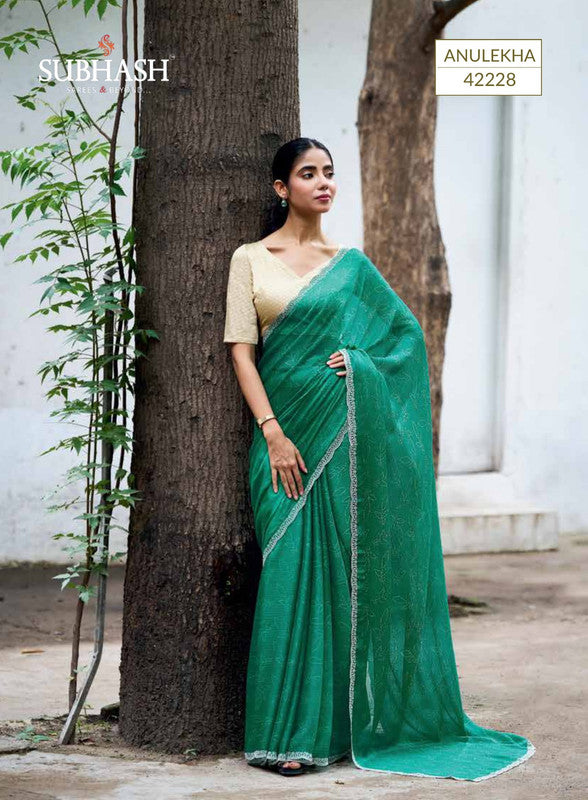 Subhash Rozana Sb-42228 Green Chiffon Saree