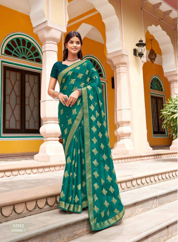 Subhash Sarbani-7 42952 Green Moss Chiffon Saree