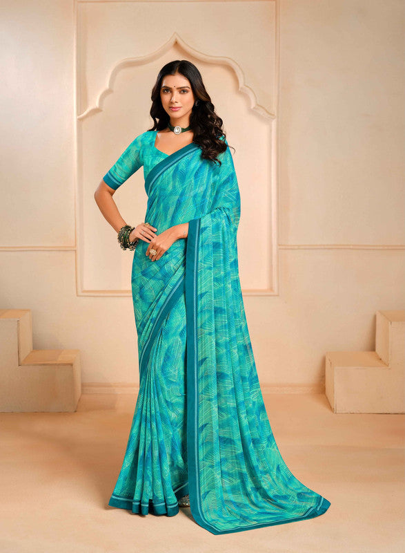 Subhash Prakriti-12 43501 Blue Georgrtte Saree