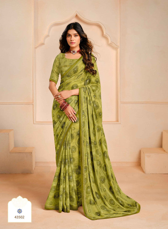 Subhash Prakriti-12 43502 Green Georgrtte Saree