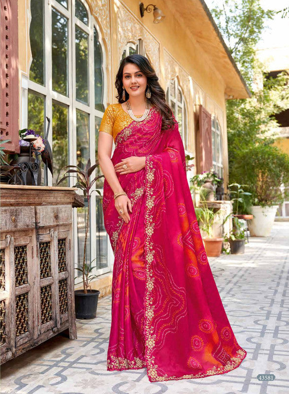 Subhash Ranisaa 43581 Pink Chiffon Saree