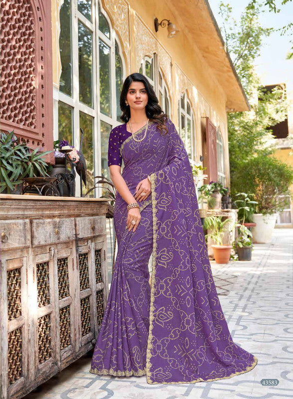 Subhash Ranisaa 43583 Purple Chiffon Saree