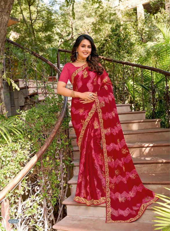 Subhash Ranisaa 43584 Pink Chiffon Saree