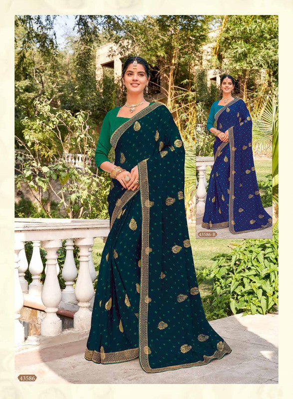 Subhash Ranisaa 43586-A Blue Chiffon Saree