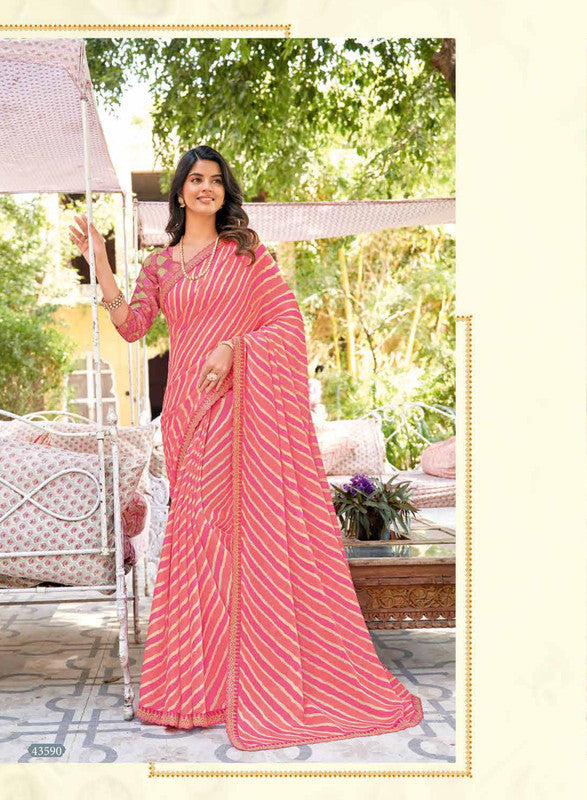 Subhash Ranisaa 43590 Pink Chiffon Saree