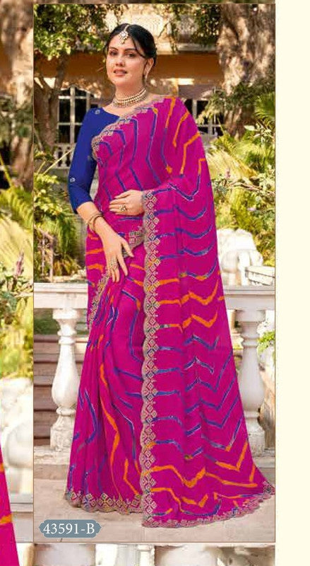 Subhash Ranisaa 43591-B Pink Chiffon Saree