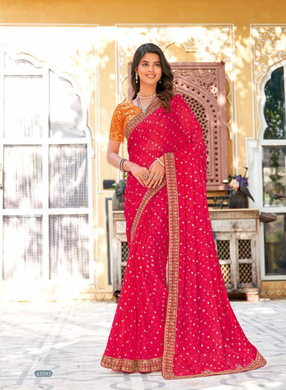 Subhash Ranisaa 43593 Pink Chiffon Saree