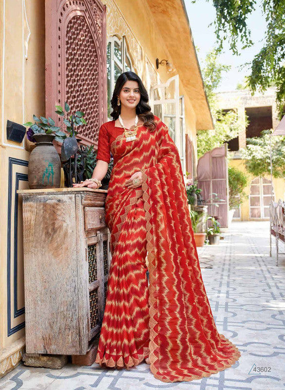 Subhash Ruhani Sb-43602 Red Chiffon Saree