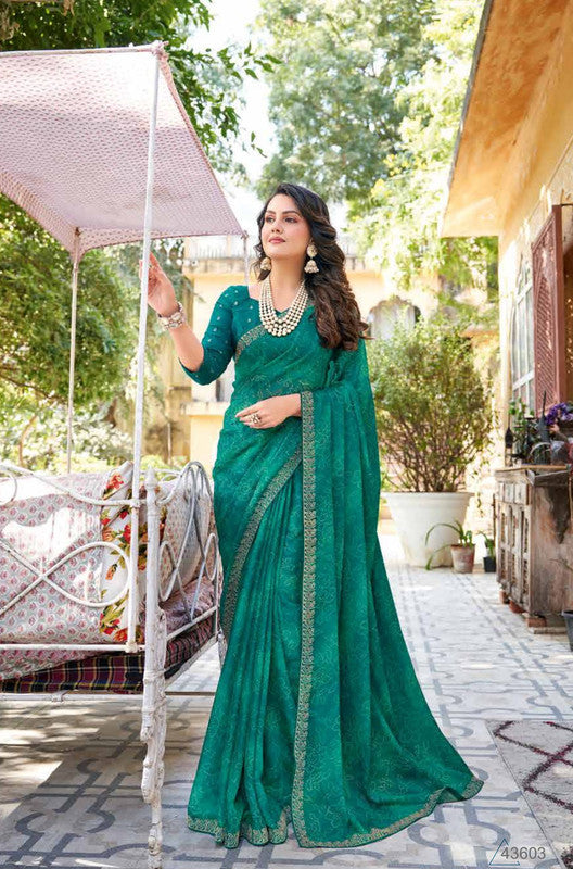 Subhash Ruhani Sb-43603 Green Georgette Saree