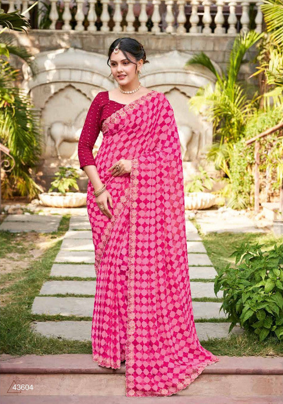 Subhash Ruhani Sb-43604 Pink Chiffon Saree