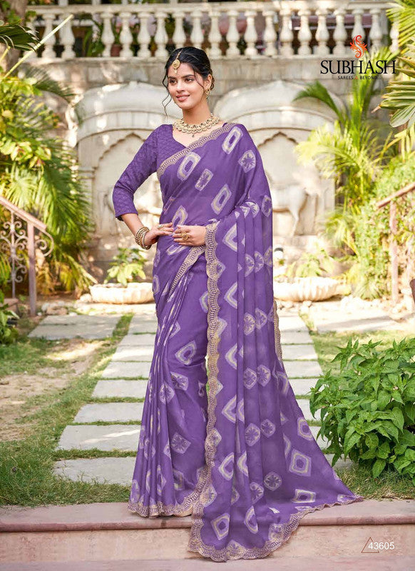 Subhash Ruhani Sb-43605 Purple Chiffon Saree