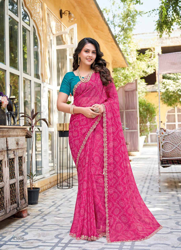 Subhash Ruhani Sb-43606 Pink Chiffon Saree