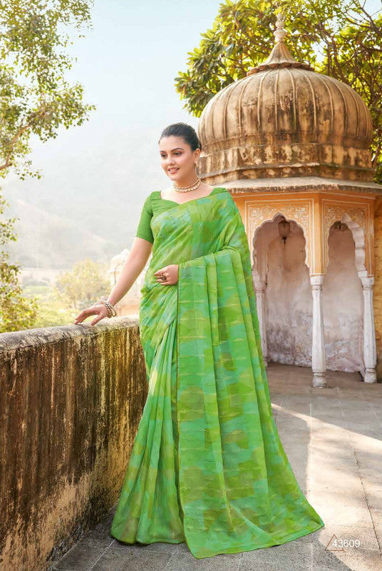 Subhash Ruhani Sb-43609 Green Chiffon Saree