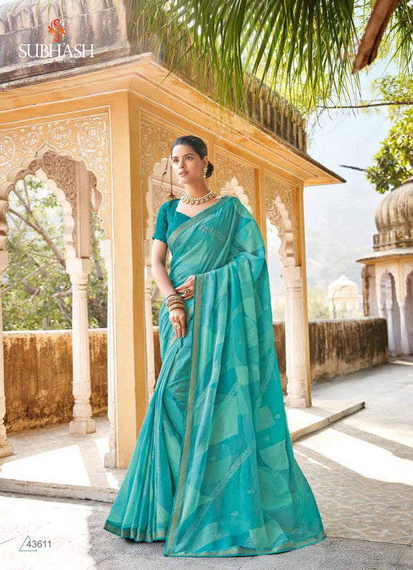 Subhash Ruhani Sb-43611 Blue Chiffon Saree