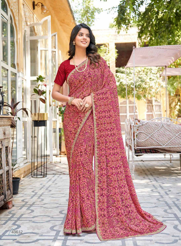 Subhash Ruhani Sb-43612 Pink Georgette Saree