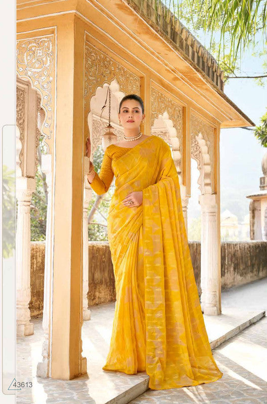 Subhash Ruhani Sb-43613 Yellow Chiffon Saree