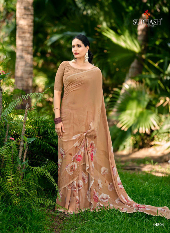 Subhash Nirali-2 44804 - Light Brown Georgette Drape By Sanskar Sarees