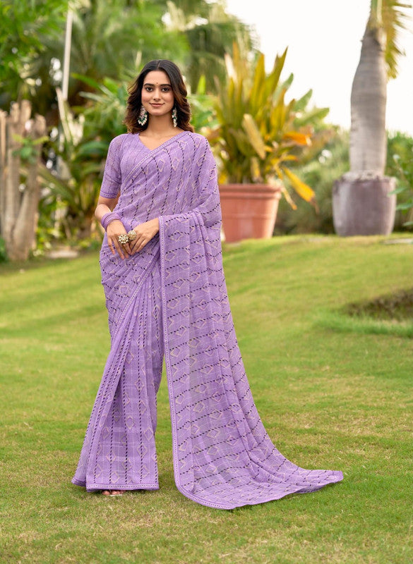 Subhash Prakriti-14 45186 - Purple Georgette Drape By Sanskar Sarees