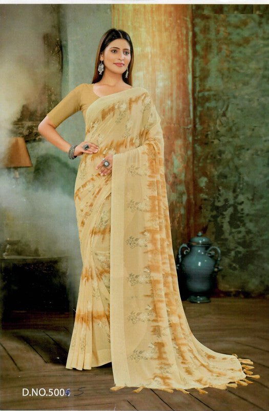 Sankalp Facebook 5005 Yellow Georgette Saree