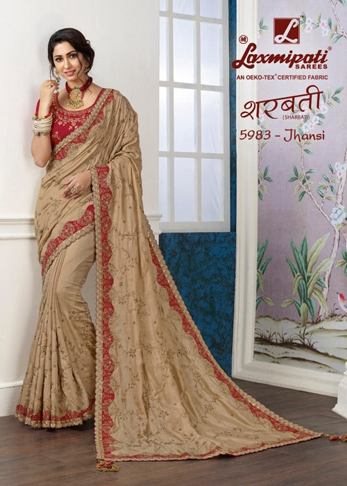 Laxmipati Sharbati 5983 Cream Raw Silk Saree