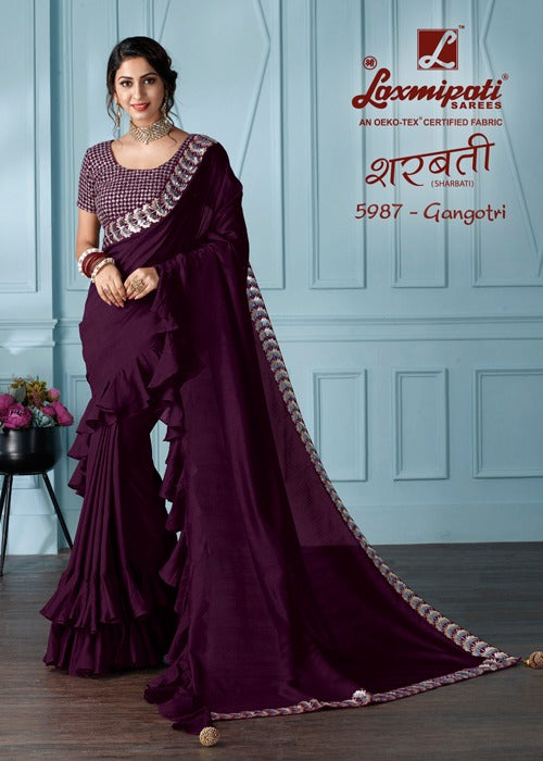 Laxmipati Sharbati 5987 Purple Raw Silk Saree