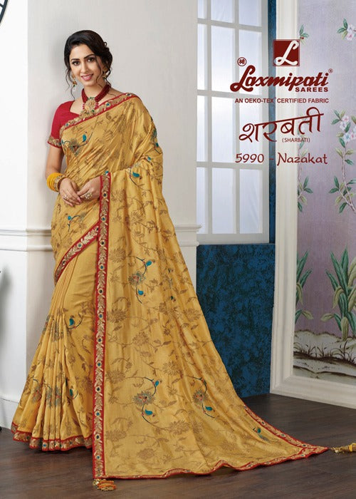 Laxmipati Sharbati 5990 Yellow Raw Silk Saree