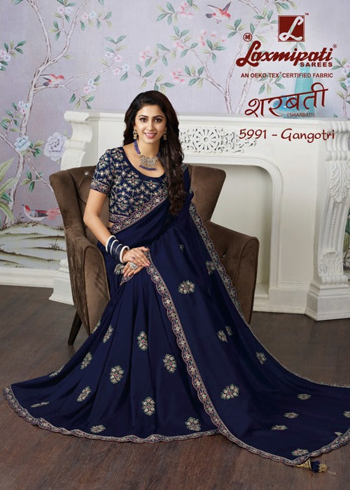 Laxmipati Sharbati 5991 Blue Raw Silk Saree