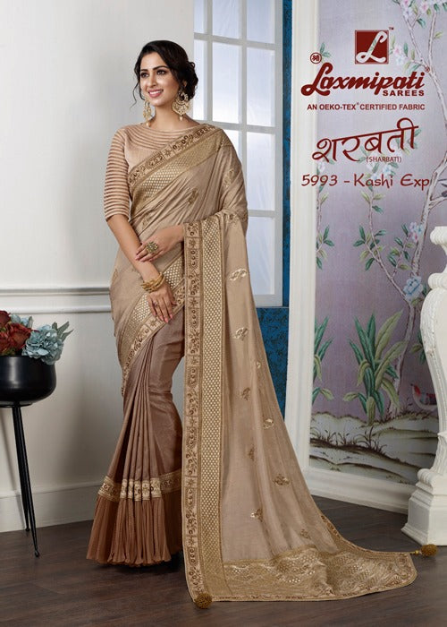 Laxmipati Sharbati 5993 Cream Raw Silk Saree